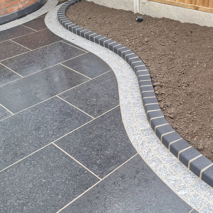 Ash black granite paving slabs 900 x 600