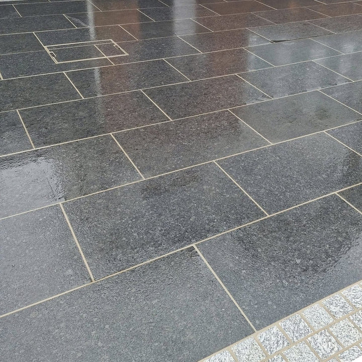 Ash black granite paving slabs 900 x 600