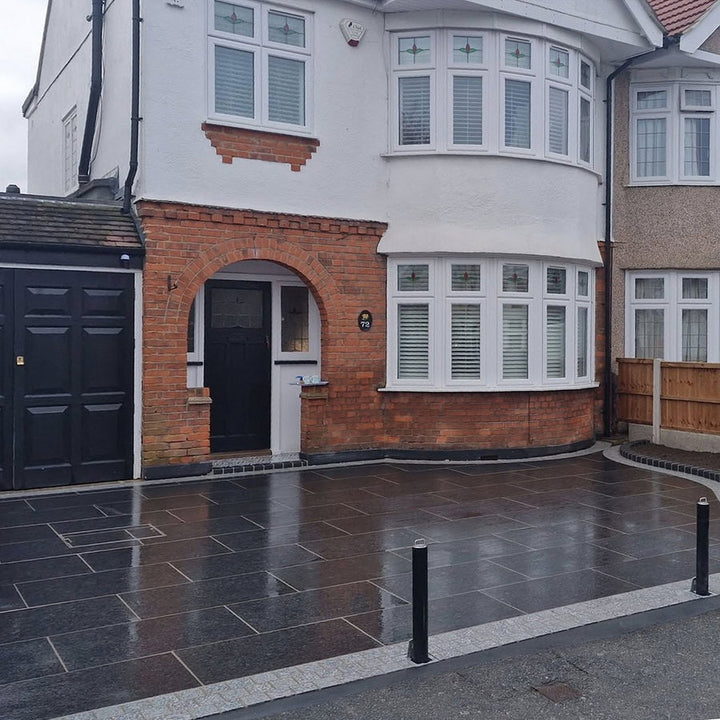 Ash black granite paving slabs 900 x 600