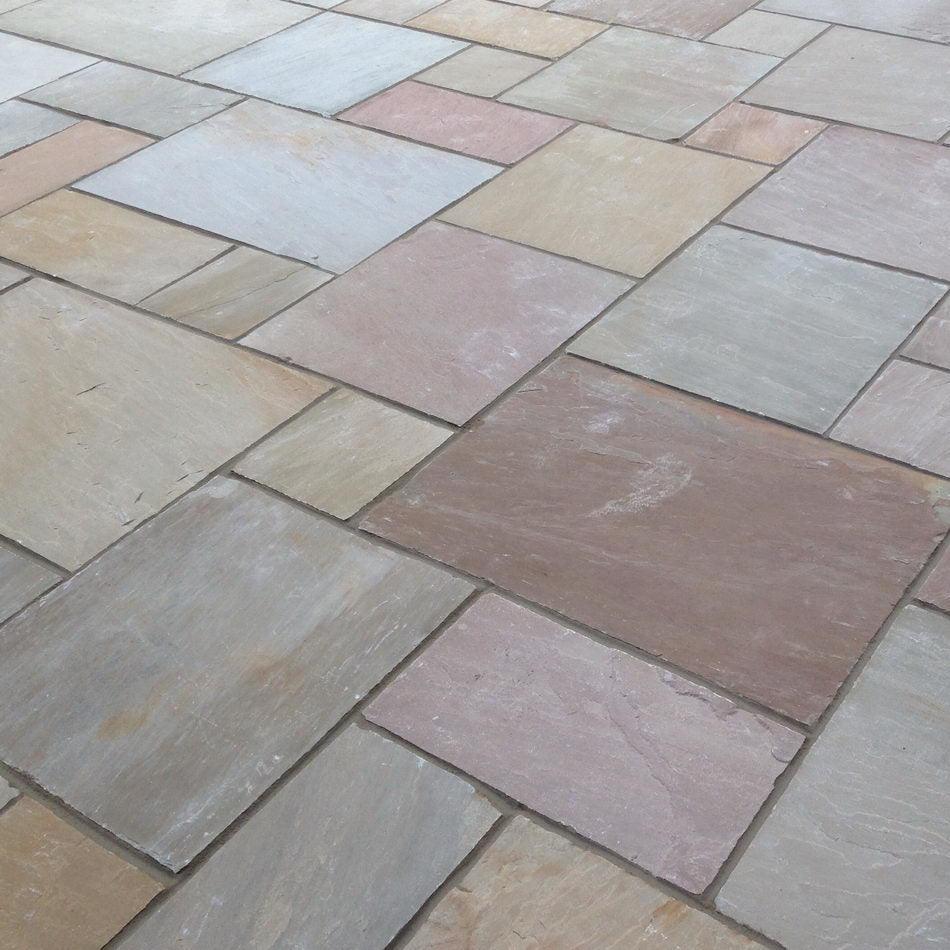 Autumn brown sandstone paving slabs