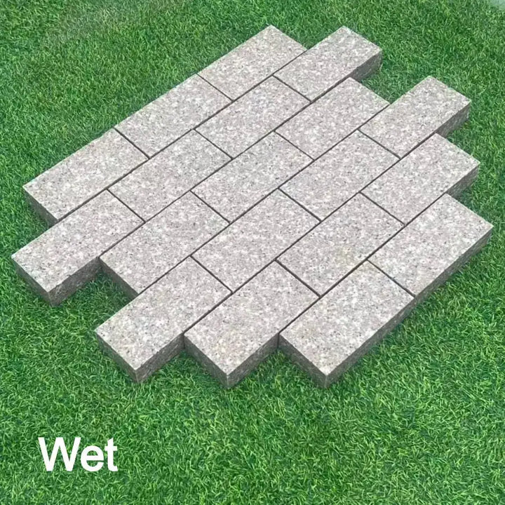 pink rose granite setts sawn flamed