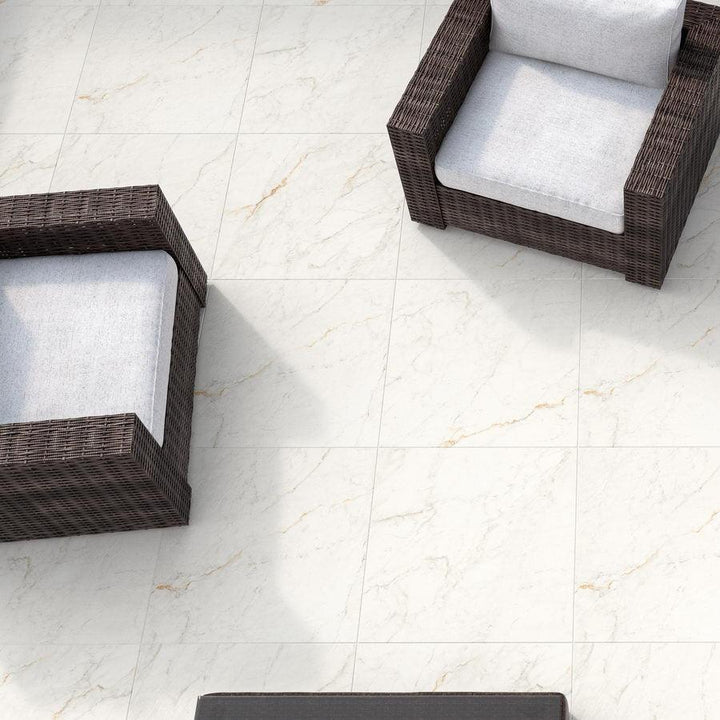 Carrara Marble Porcelain Paving 600 x 600