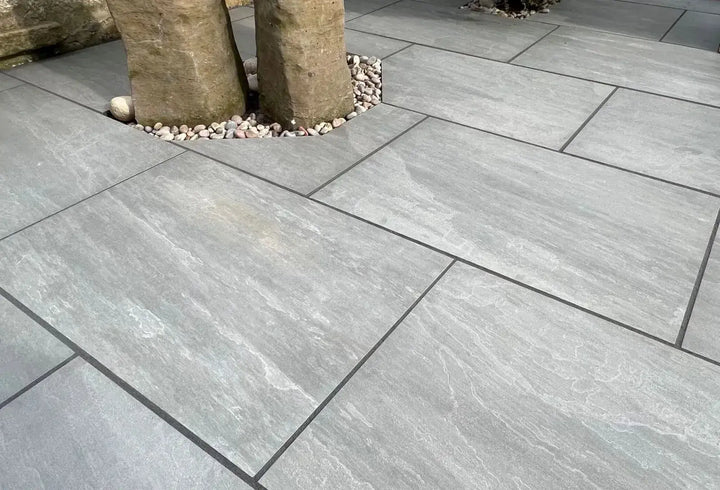 silver kandla grey porcelain paving slabs 900 x 600